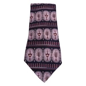 UNICEF Mens Silk Tie English Ornament Decorative Mantelpiece Black Tan USA Made
